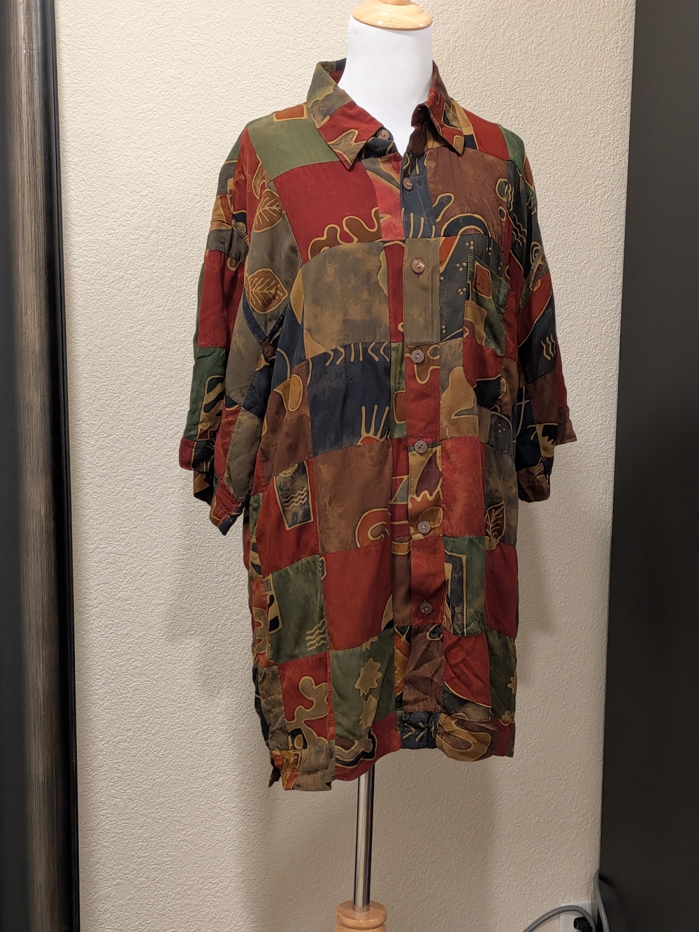 The Territory Ahead Abstract Patchwork Tunic Shirt L